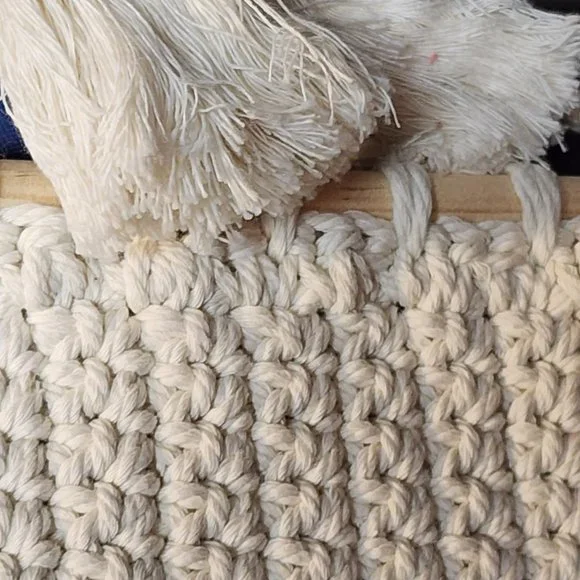 Cloud Island 13"x16" Multi Colored Rainbow Macrame Wall Art in Pink, Gray, Tan - Picture 12 of 13